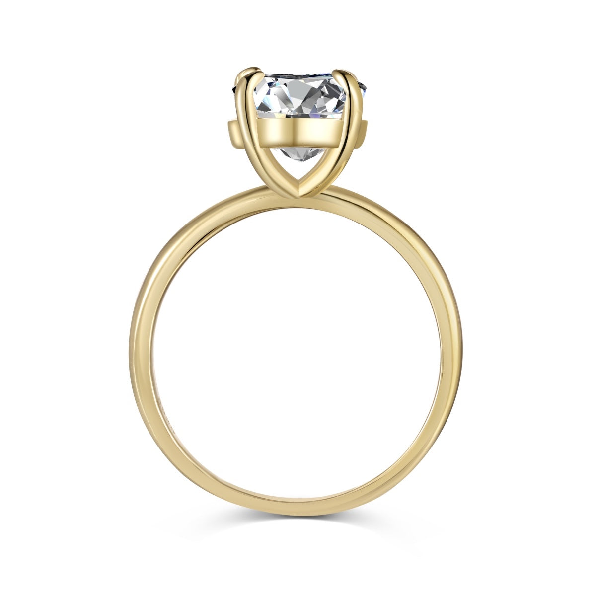 Anillo solitario ovalado de oro liso