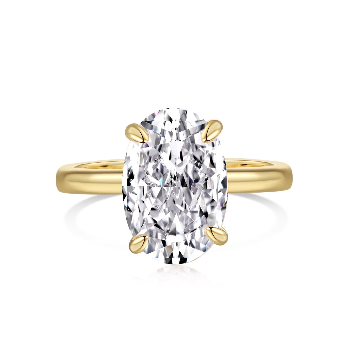 Anillo solitario ovalado de oro liso