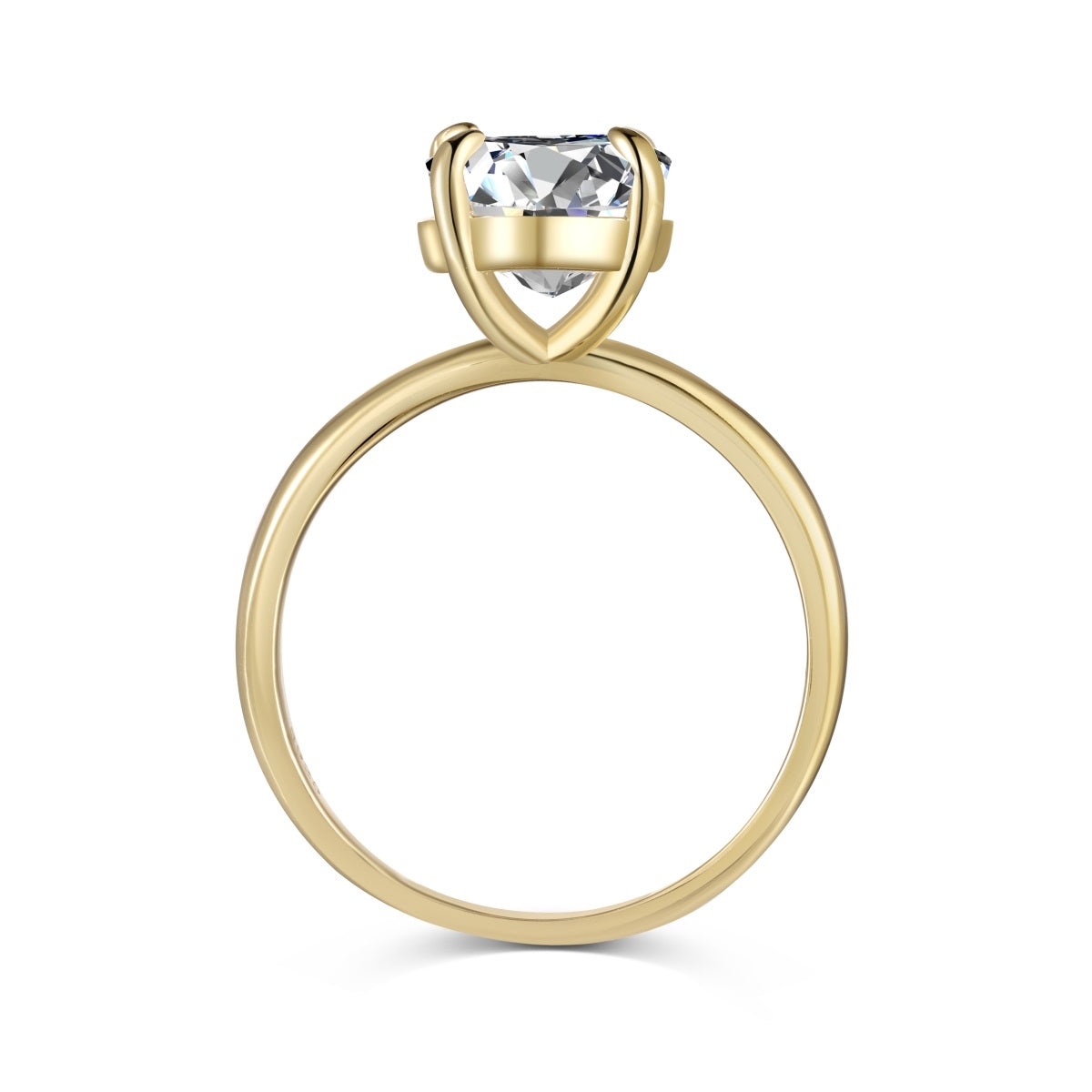 Gold Plain Band Oval Solitaire Ring