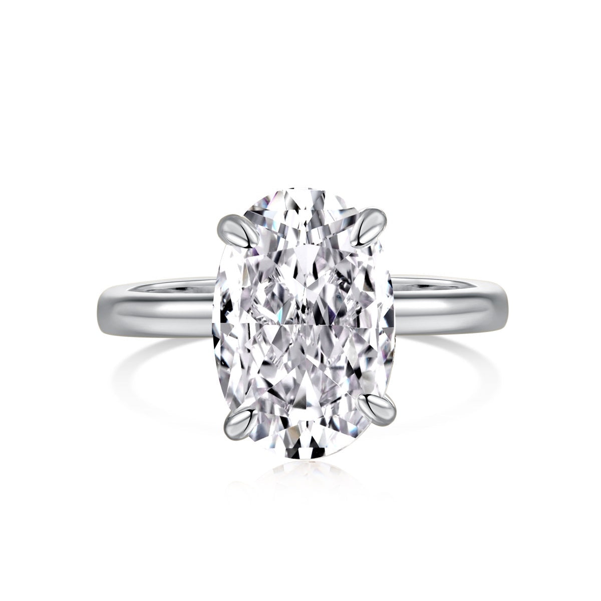 Silver Oval Solitaire Trio Ring Set