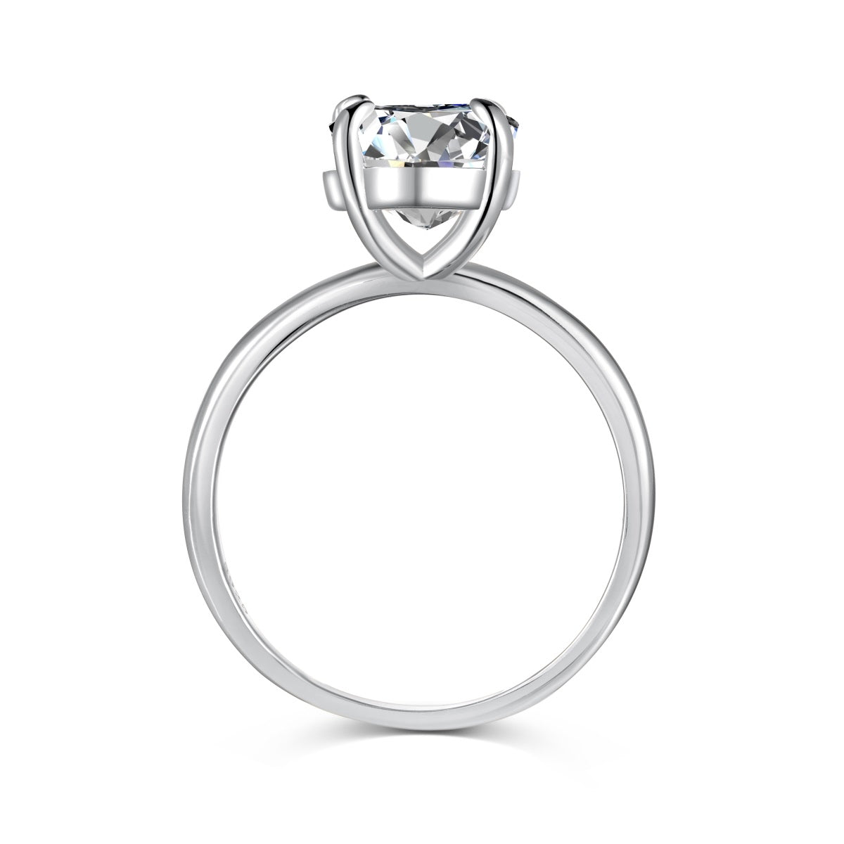 Silver Plain Band Oval Solitaire Ring